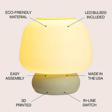 Mushroom Modern Classic Plant-Based PLA 3D Printed Dimmable LED Table Lamp